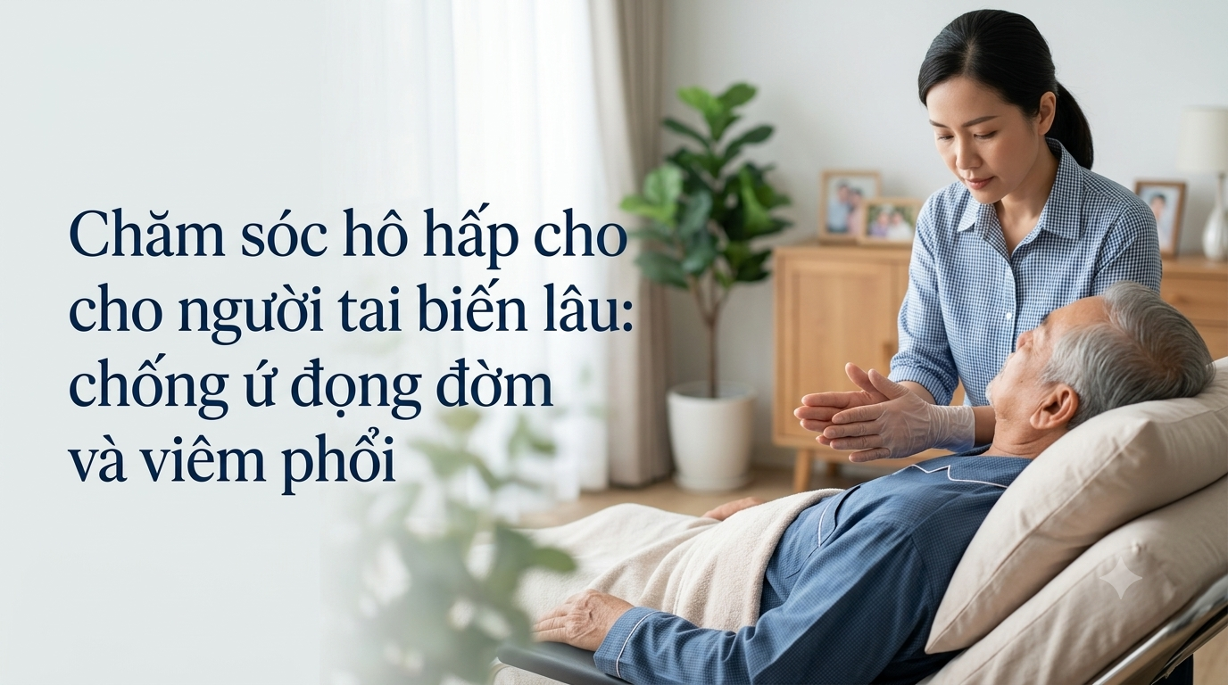 Chăm sóc hô hấp cho người tai biến nằm lâu: chống ứ đọng đờm và viêm phổi